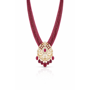 Royal Ruby Beads Long Necklace