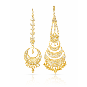 Delicate Designer Jhumar & Maangtika Set in 18K Gold Plated Finish