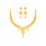 Elegant Floral Necklace Set with Earrings – 18K Gold Plated